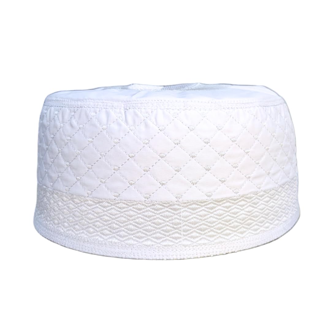al inam cap house ICH Islamic Cap Namazi Topi Muslim Prayer Cap (Model no. W-04) Height- 8cm (White)-picture-13