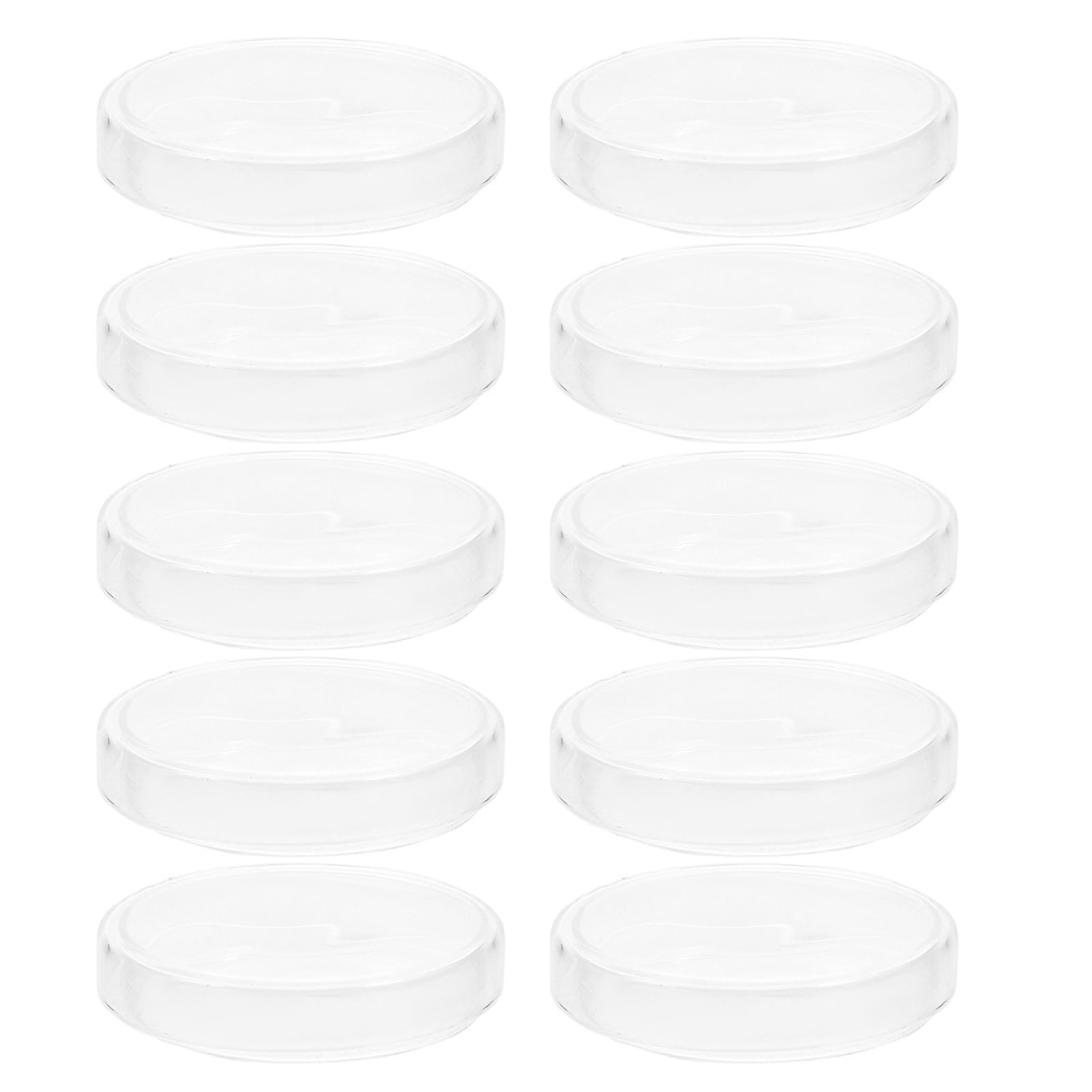 OUNONA 10 Placas de Petri de Vidrio con Tapa para Cultivo Celular, Alta Transparencia y Crecimiento Uniforme, Ideales para Laboratorio y Cultura de Tejido