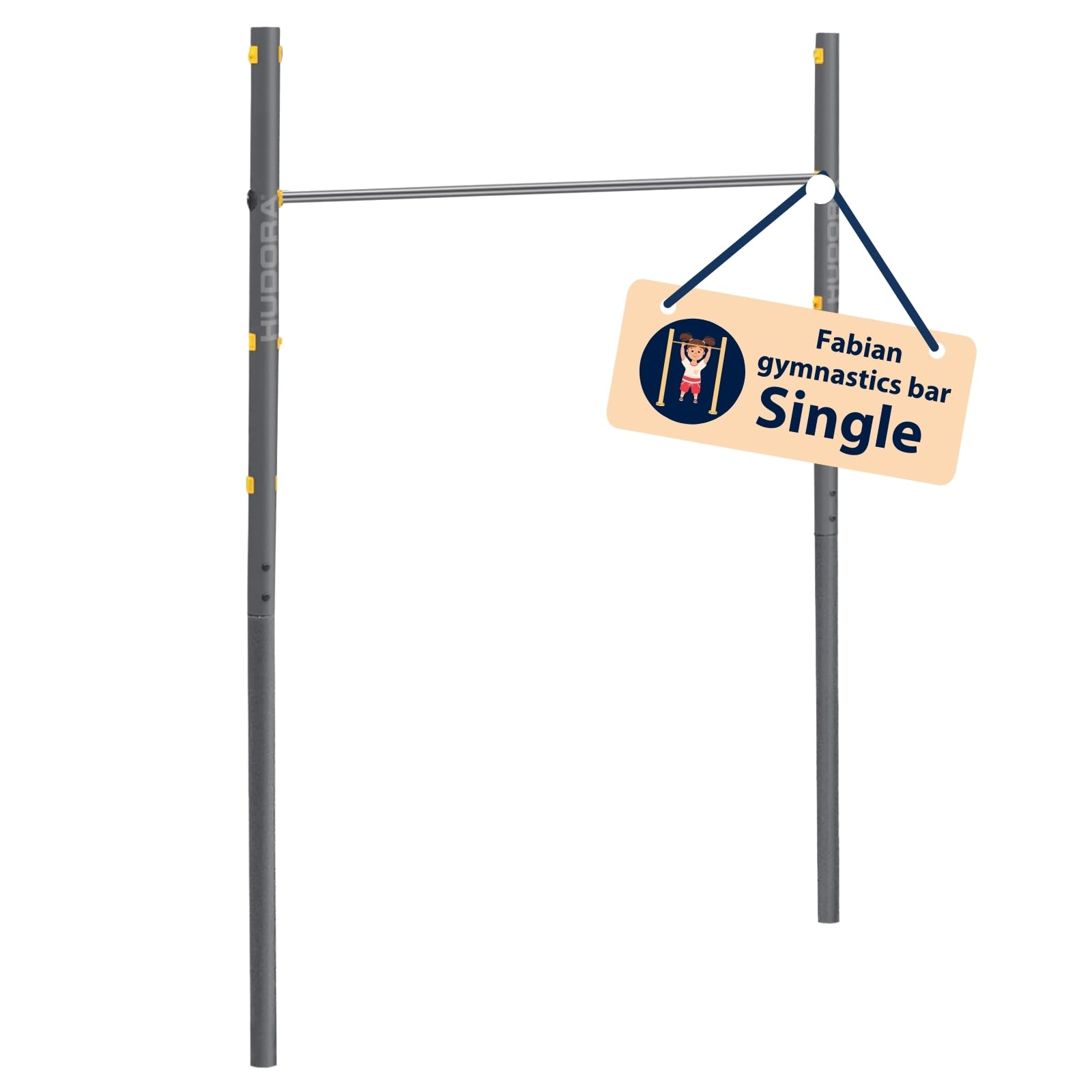 HUDORA Gymnastics Bar Fabian Standard/Pro - Single/double horizontal bar for children & adults - 4 level height-adjustable gym bar - Sturdy outdoor fitness bar for up to 100kg
