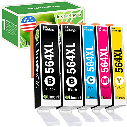 Limeink 5 Pk Remanufactured 564Xl New Generation Ink Cartridges Set (1 Black 1 Photoblack 1 Cyan 1 Magenta 1 Yellow) For Hp Photosmart 5520 5510 6520 6510 7510 7515 7520 7525 B8550 C5300 Printers #TOP18