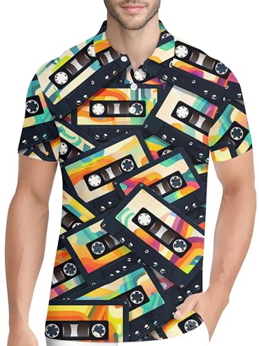 Image of PAGYMO Funny Golf Shirts for Men Crazy Printed Pattern Novelty Moisture Wicking Performance Mens Polo Shirt