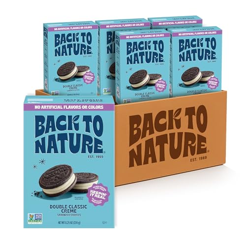 Image of Back to Nature - Double Classic Creme Sandwich Cookies - Enjoy Our Plant Based Cookies Made with Wheat Flour - Vegan & Non-GMO - Seriously Tasty Snacking - 8.25 Ounce (Pack of 6)