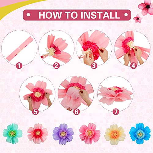 Image of Crowye 24 Pcs Large Colorful Tissue Paper Flowers Decorations Giant Fiesta Craft Crepe Paper Flowers for Wall Decor Backdrop Mexican Wedding Birthday Carnival School Party (10'' 20'',Colorful)