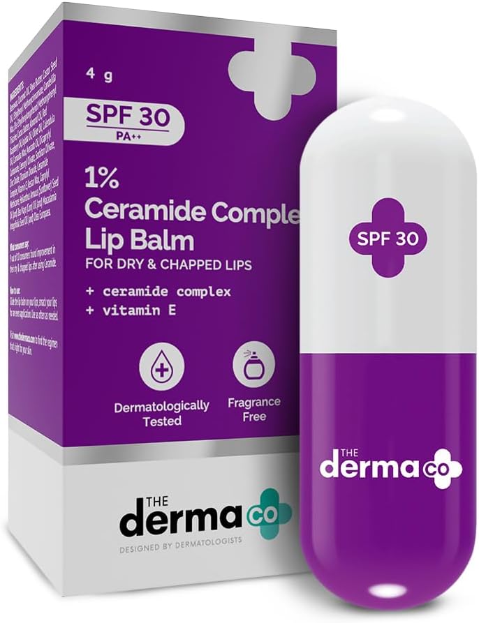 1% Ceramide Complex Lip Balm with Ceramides & Vitamin E, SPF 30 PA++ for Dry & Chapped Lips - 4g