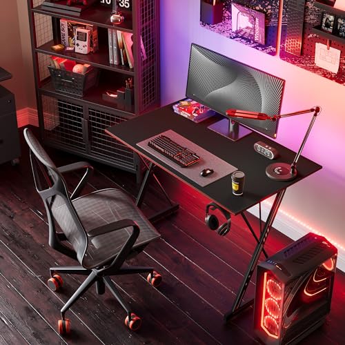 CubiCubi Gaming Desk 47 Inch PC Computer Desk, Home Office Desk Table Gamer Workstation, Simple Game Table, Black CubiCubi Gaming Desk 47 Inch PC Computer Desk, Home Office Desk Table Gamer Workstation, Simple Game Table, Black