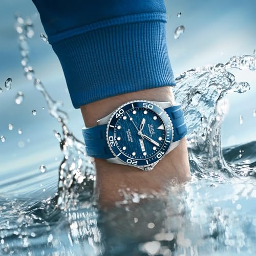 Image of MIDO Ocean Star 200C - Swiss Automatic Diving Watch for Men - 42.5mm Stainless Steel Case - Rotating Ceramic Bezel - Wave-Design Dial with Day,Date Calendar
