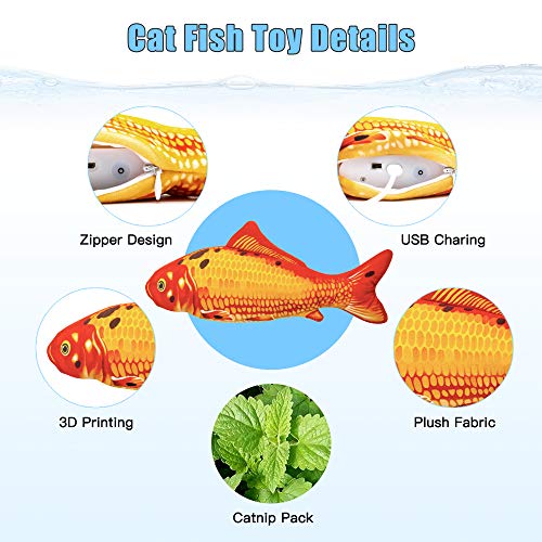 TOOGE 2 Pack 11" Floppy Fish Cat Toys with SilverVine and Catnip for Indoor Cats for Small Dogs Interactive Automatic Flopping Fish Cat Kicker Toys for Cats Puppy Small Dogs - Image 3