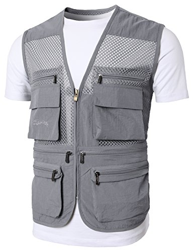 H2H Mens Casual Work Utility Hunting Travels Sports Vest with Multiple Pockets Charcoal US XL/Asia 2XL (KMOV0149)