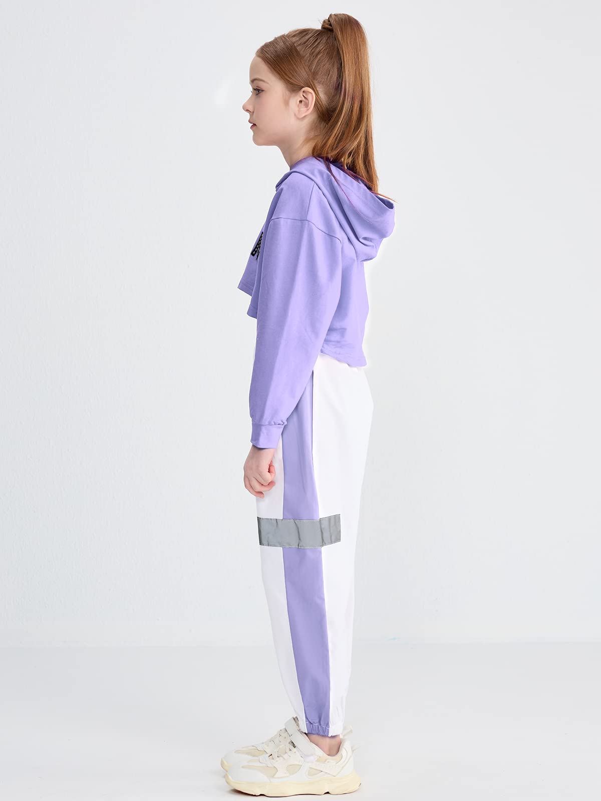 LOLANTA Completi hip hop per bambini in 3 pezzi, tuta da ragazza, felpa con cappuccio, canotta, pantaloni jogger