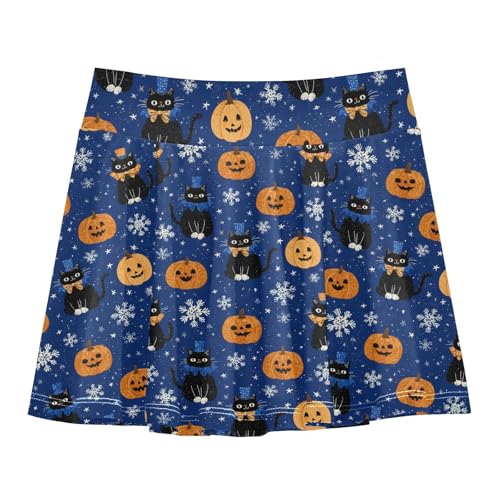 Girls Athletic Skirt 3-12 Years High Waist Tennis Skirts Pumpkin Cat Snowflake for Kids Golf Running Dance Skort