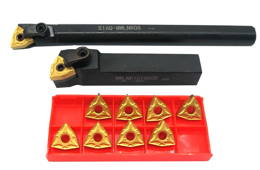 5/8" Tornio Excircle Portautensili per indicizzabile MWLNR1616H08 + tornio in metallo barra di alesatura interna S16Q-MWLNR08 + inserti di tornitura in carburo indicizzabile WNMG431(WNMG080404)
