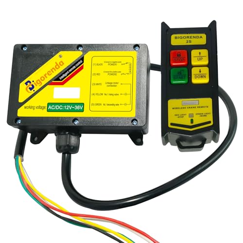 Bigorenda Wireless Crane Remote Control 12-36V 656FT Wireless Control Dump Trailer Controller Industrial Hoist Truck Up Down Switch Up Down Switch Control with Emergency Stop