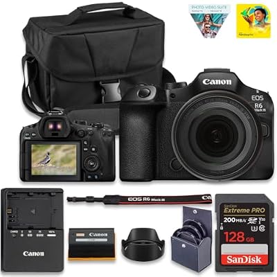 Canon EOS R6 Mark III Mirrorless Camera with 24-105mm f/4-7.1 is STM Lens | Full-Frame RF Camera with Advanced AF & 4K Video | for Travel, Events & Creators (7084C018) + 128GB Card + Camera Case
