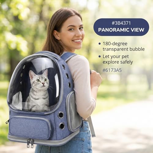 Image of MAK7 Cat Carrier Backpack for Cats, Dogs & Kittens, Astronaut Window Pet Travel Bag with Wide Straps, Foldable Lightweight Design & Heavy Base Pad, Light Blue