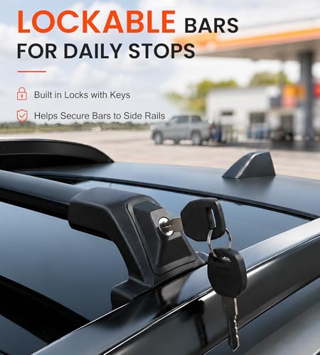 Image of 330 LBS Lockable Roof Rack Cross Bars Fit for 2025-2026 Chevrolet Equinox with Raised Side Rails (NOT for EV), Aluminum Crossbars for Rooftop Cargo Carrier Kayak Bike, Sunroof Friendly