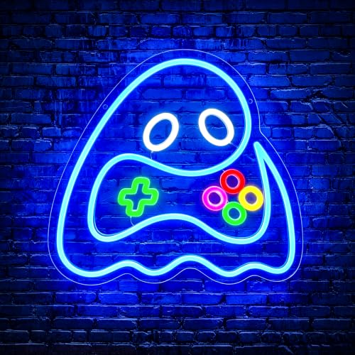 Image of Ghost Game Neon Sign for Wall Decor Light Up Sign Led Signs for Room Party Home Wall Decor USB Powered