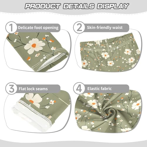 Spring Vintage Orange White Flowers Girls Leggings Kids Yoga Pants Dance Active Tights 4T3