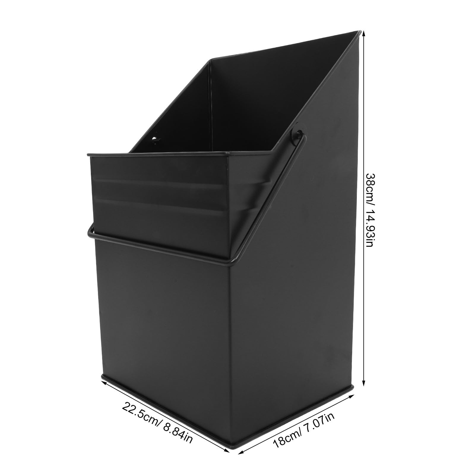 Negro Cubo de Chimenea con Asa Resistente de Hierro