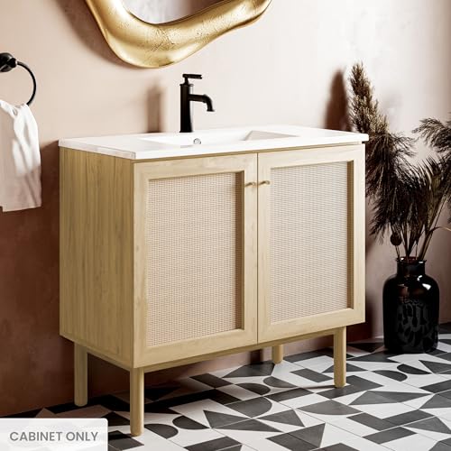 Image of Classe 36 inch Freestanding Bathroom Vanity Cabinet Without Top in Natural Oak