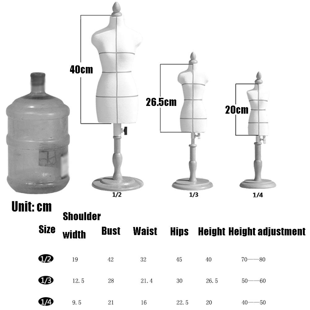 Weibliches Schneiderpuppe Verstellbare Schneiderbüste Schaufensterpuppe Geruchlos Massivholz Runde Basis Kleiner Tisch Dreidimensional Lehren Fensteranzeige (Size : Bust 42cm (1/2))