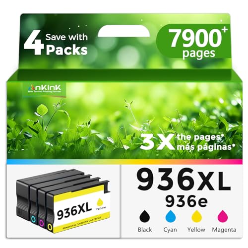 Image of 936 936XL Ink Cartridges Replacement for HP 936e 936 XL Ink Cartridge Combo Pack Compatible with OfficeJet Pro 9110 9120 9125 9130 9135 9735 9720 9730 9120e 9125e Printers (Black Cyan Magenta Yellow)