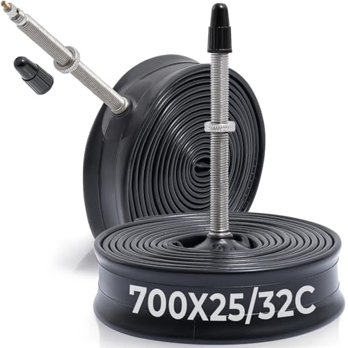MetersGod 2本,700x25c/28c/30c/32c 自転車チューブ,700x25-32c 自転車タイヤに対応,仏式バルブ80mm,ブチルゴム,適用ロードバイク、クロスバイク、シティバイク,MGN043