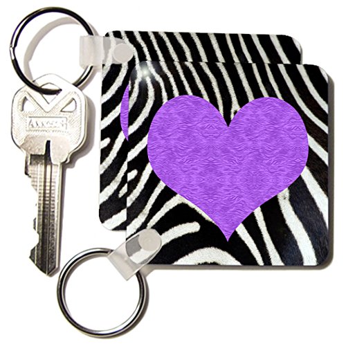 Porte-clés zèbre punk rockabilly imprimé animal cœur violet original