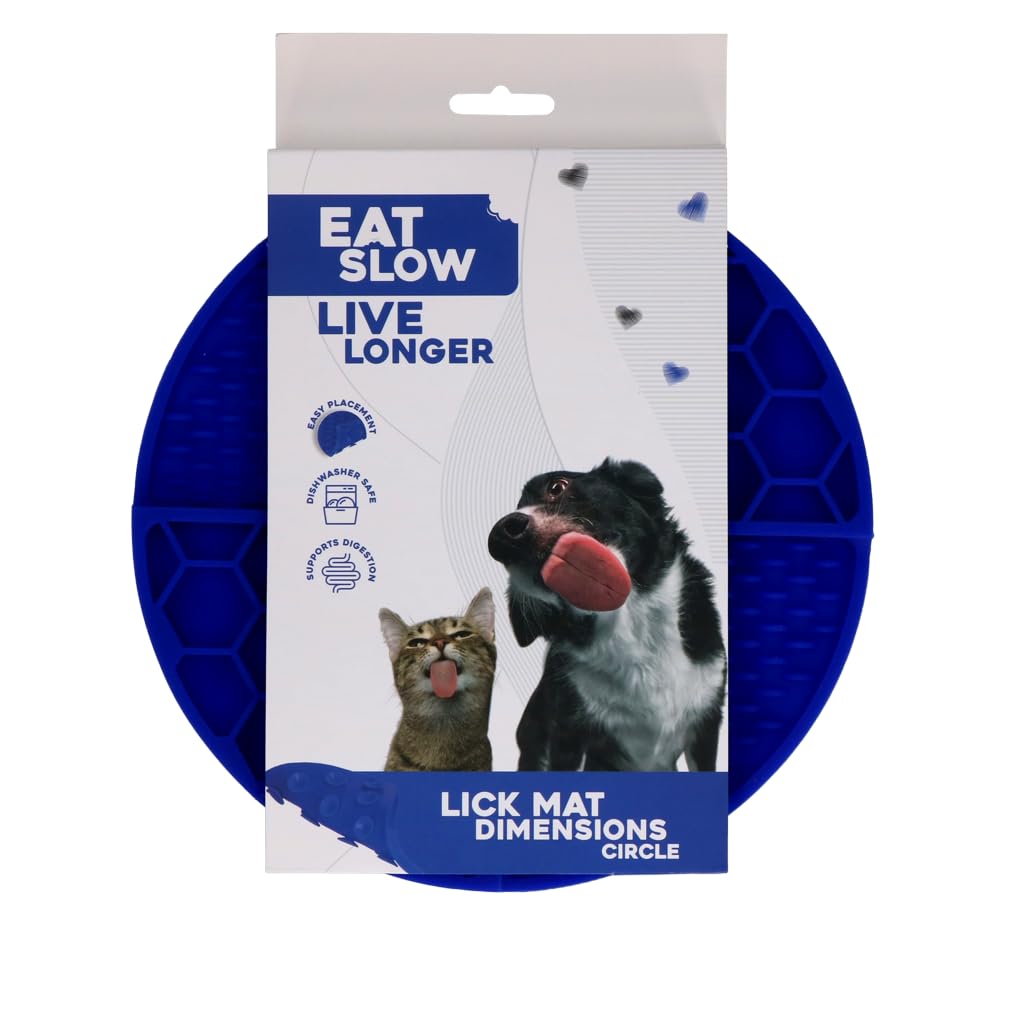 Licking Mat Circle – Ø21 cm – Esterilla para olfatear – Antisheeder – Distracción – Perros y Gatos – 100% Silicona – Apto para lavavajillas – Cuenco Antischlingnapf – Azul