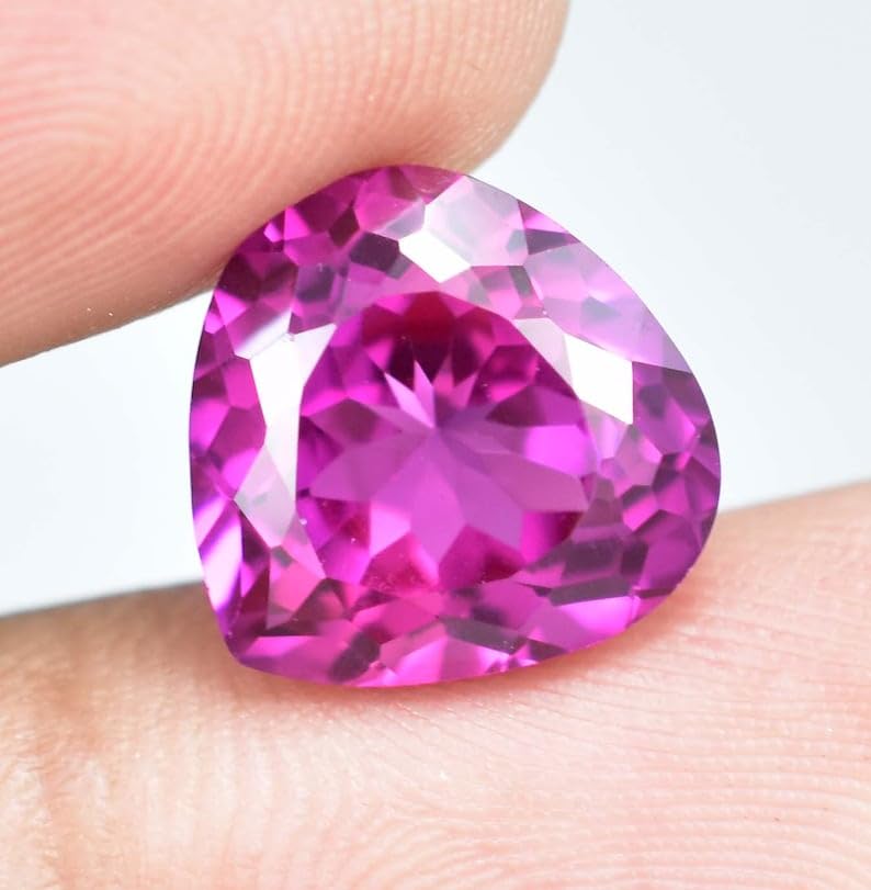 Saphir rose naturel pour la fabrication de bijoux, gemme cœur 13mm DIY