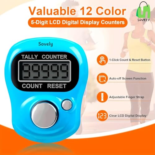 Image of Sovely Mini Hand Tally Counter Digital Electronic Finger Ring - LED Finger Counter for Mantra Jap, Cricket Umpire, NAM Jap, Multiuse Counting Tally Machine, Portable Hand Clicker