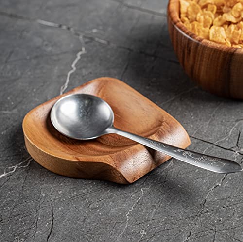 Large Acacia Wood Spoon Rest (5"): Farmhouse Holder To Rest Utensils, Ladles, Tea Spoons & Spatulas On Stoves, Work Tops & Table Tops - Handcrafted & Sustainably Grown #TOP7