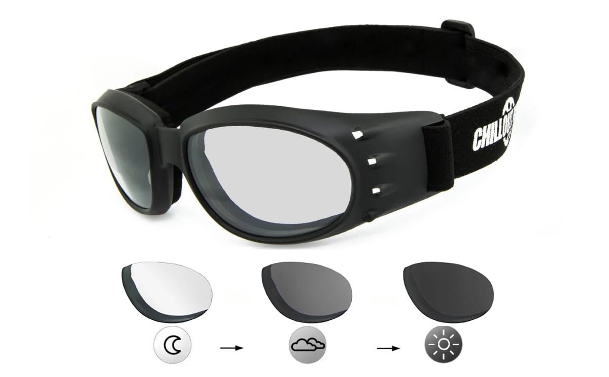 Motorradbrille, Motorrad-Sonnenbrille, winddicht, Herren & Damen | antibeschlag, beschlagfrei, windabweisend, bruchsicher | HLT® Sicherheitsglas | Modell: CR008