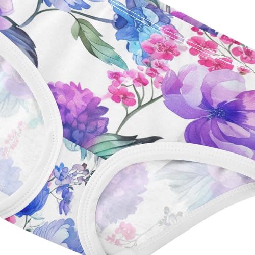 Joisal Toddler Girls Underwear 2t Cotton Cute Panties Girl Stylish Briefs Undies Kids Watercolor Flowers Purple Blue White4
