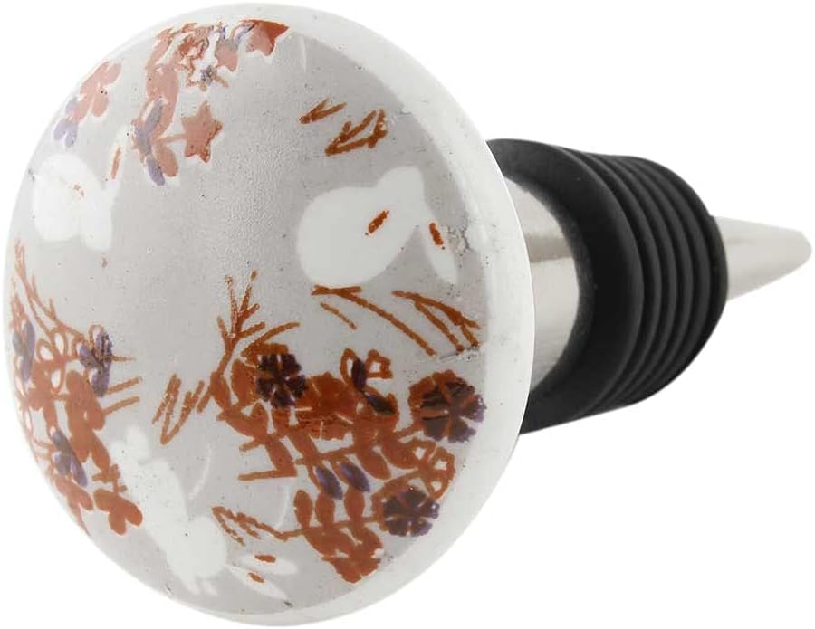 Indian Shelf Wine Stopper | Rubber Ceramic Wine Corks | Rabbit Flat Bottle Stoppers for Alcohol [Multicolor, 1 Pack]