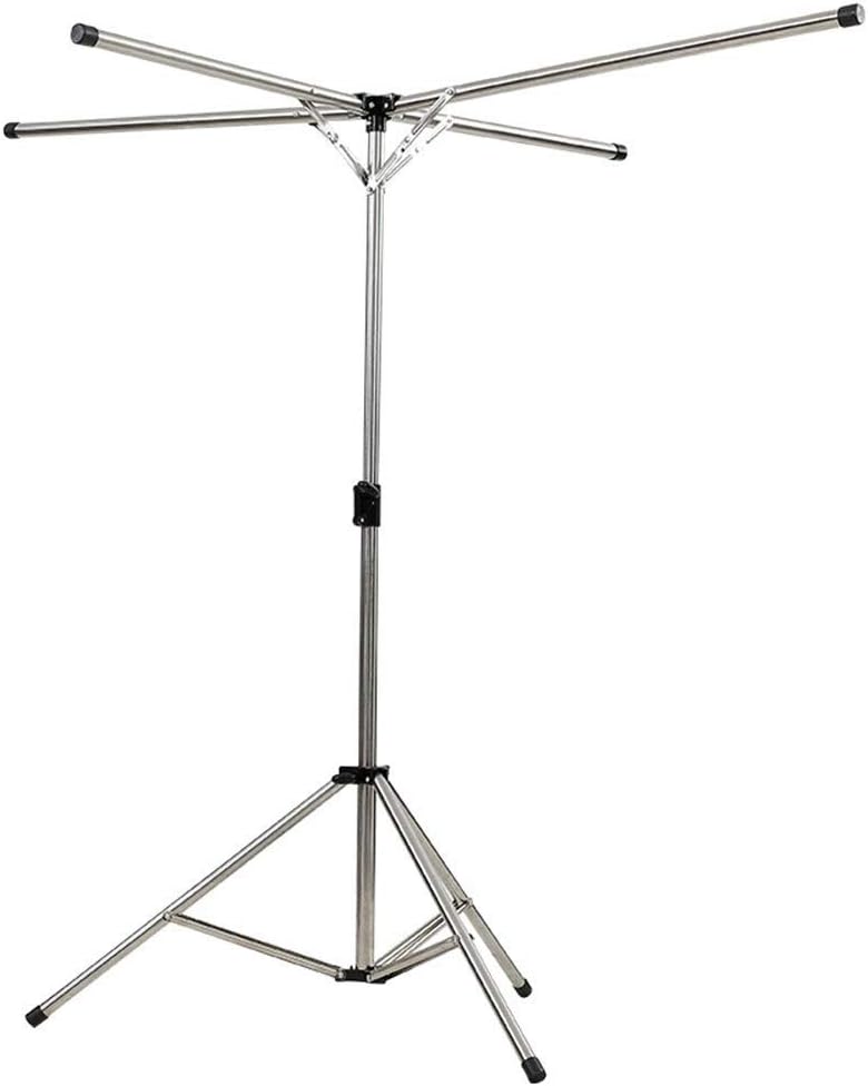 Stainless Steel T-Type Drying Rack Folding Travel Floor Balcony Drying Rack Indoor Simple Hanging Clothes Rack Drying Racks (Color : Stainless Steel Size : 123-145 120cm)