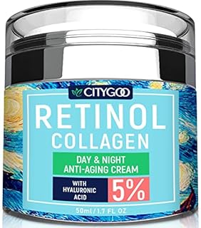 Retinol Cream for Face - Facial Moisturizer with Collagen Cream and Hyaluronic Acid, Anti-Wrinkle Reduce Fine Lines with Vitamin C+E, Day and Night Anti-Aging Cream For Women and Men -Designed in USA
