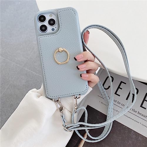 Coque portefeuille iPhone 12 Pro Max anti-perte avec longe et miroir