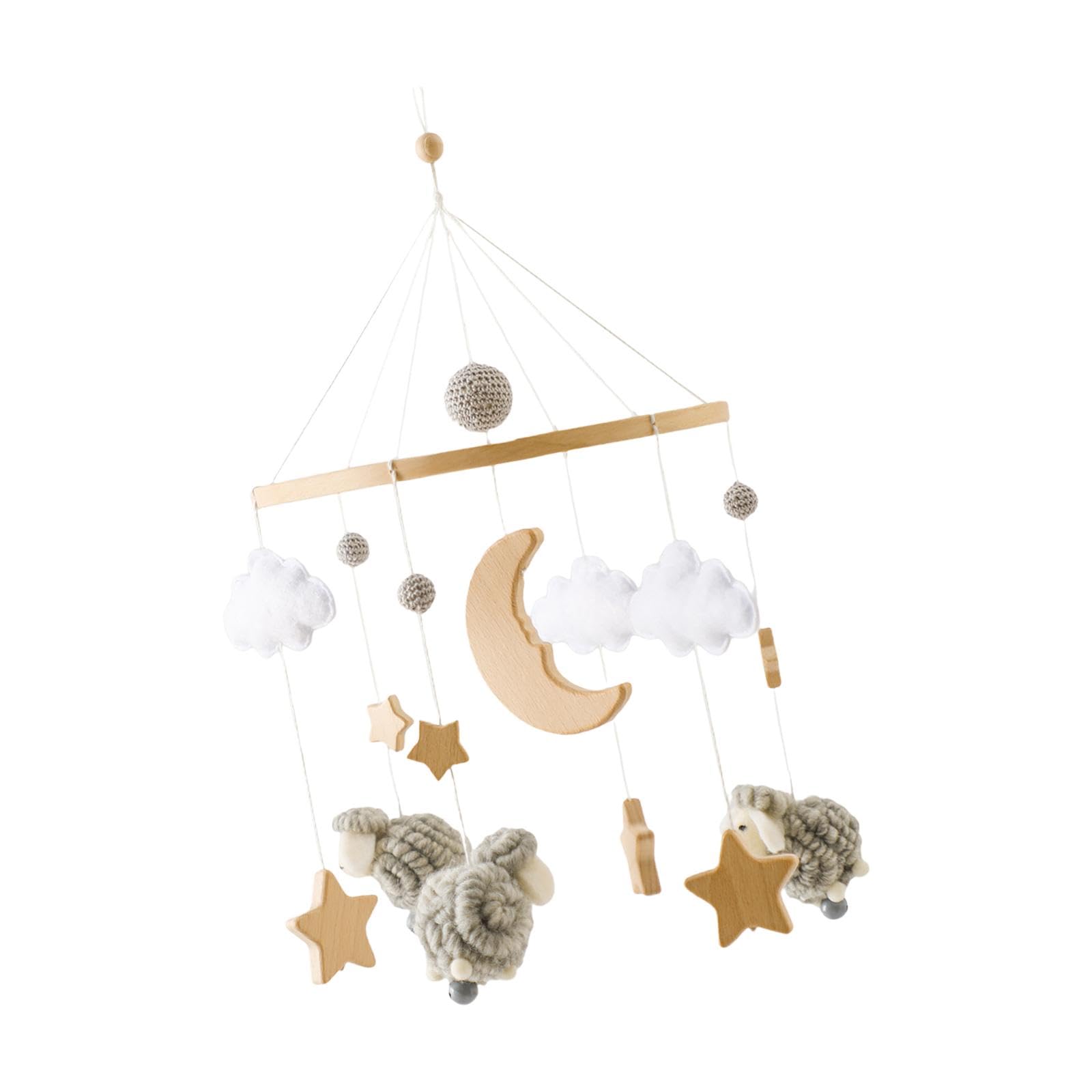 Crib Mobile with Felt Ornaments for Infant Development, Gray