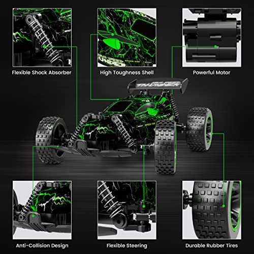 Image of Tecnock RC Cars for Kids, 1:18 Scale 2WD RC Car with LED Lights, 2.4GHz Remote Control Car with USB-C Easy Charging & 50 Mins Playtime, Toys Gifts for Boys & Girls Ages 8-12