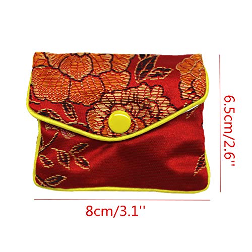 Han Sheng 20 Pcs Embroidered Silk Jewelry Pouch Brocade Coin Purse Zipper Jewelry Pouch Gift Bags #TOP1