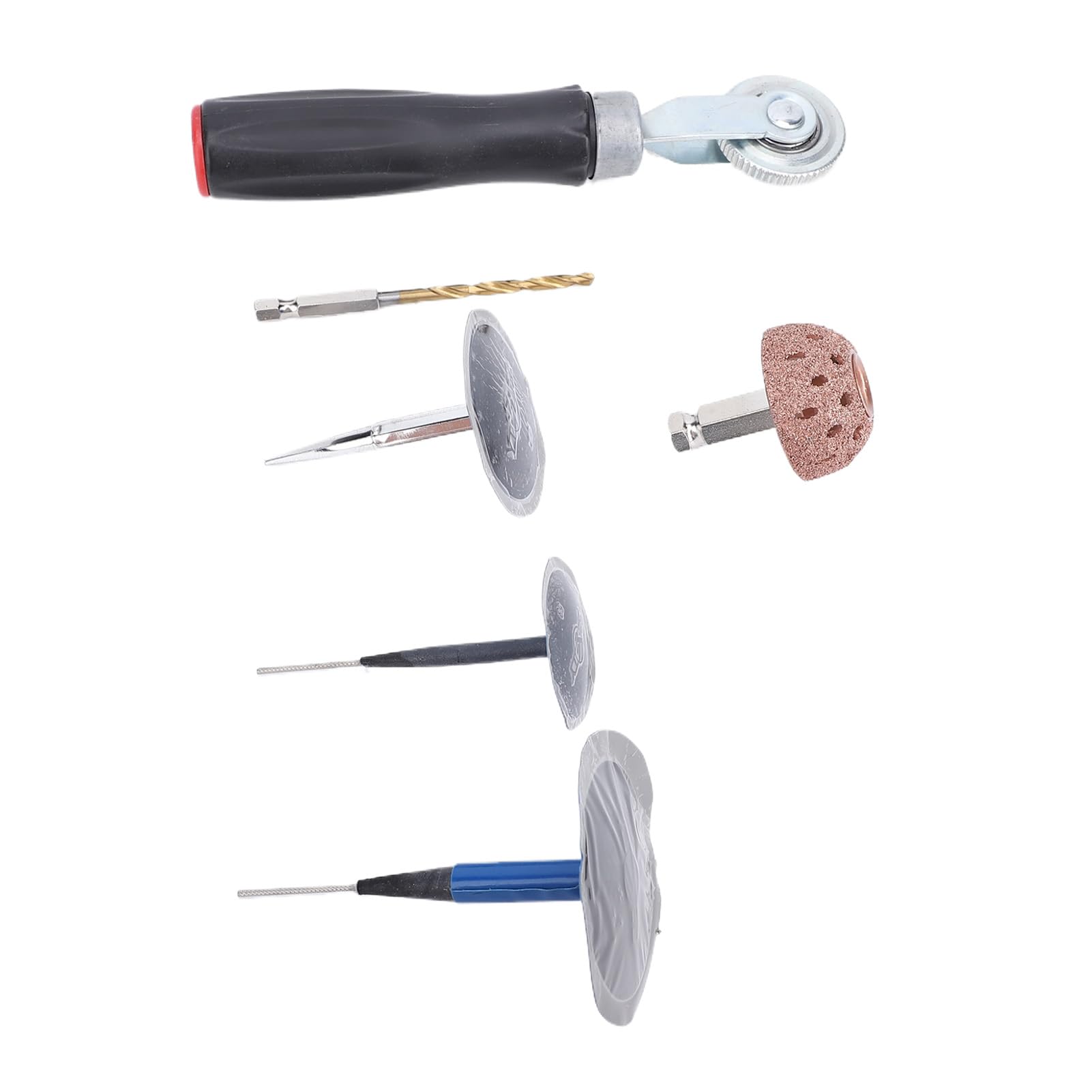 EMUKOEP Langlebiger Reifenreparatur -Patch -Werkzeuge -Kit mit Wolfram -Leichtmetallrad, Steckerwalze, 4 -mm -Bohrer für Autos, Lastwagen, Fahrräder, Roller