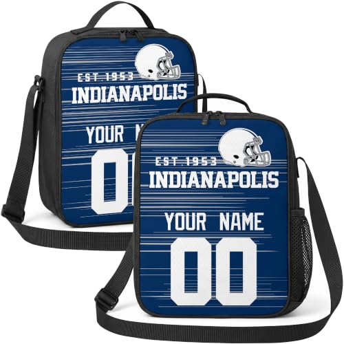 Image of Indianapolis Lunch Bag Custom Name and Number Personalized Gifts | Custom Personalized Lunch Box for Men Women