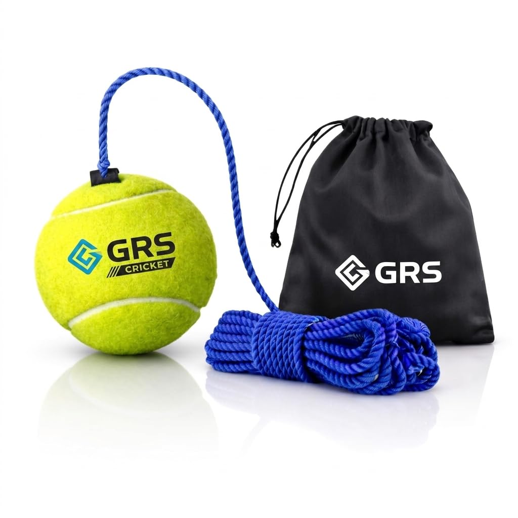 Cotton Hanging Tennis Ball for Kids | Cricket Hanging Ball for Practice | Easy to Hang & Ideal for Indoor and Outdoor Batting and Heavy Training | with Carry Pouch (Pack of 1), Green-image-5