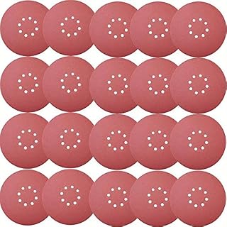 FEIHU 225mm Sanding Discs, Sanding Pads Diameter 225mm | Grit 5X P40 / 60/100/120/180/240 | 8 Holes in red | Sandpaper for Drywall Sander (30PCS)