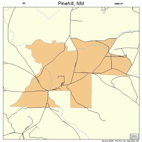 Large Street & Road Map of Pinehill, New Mexico NM - Printed poster
