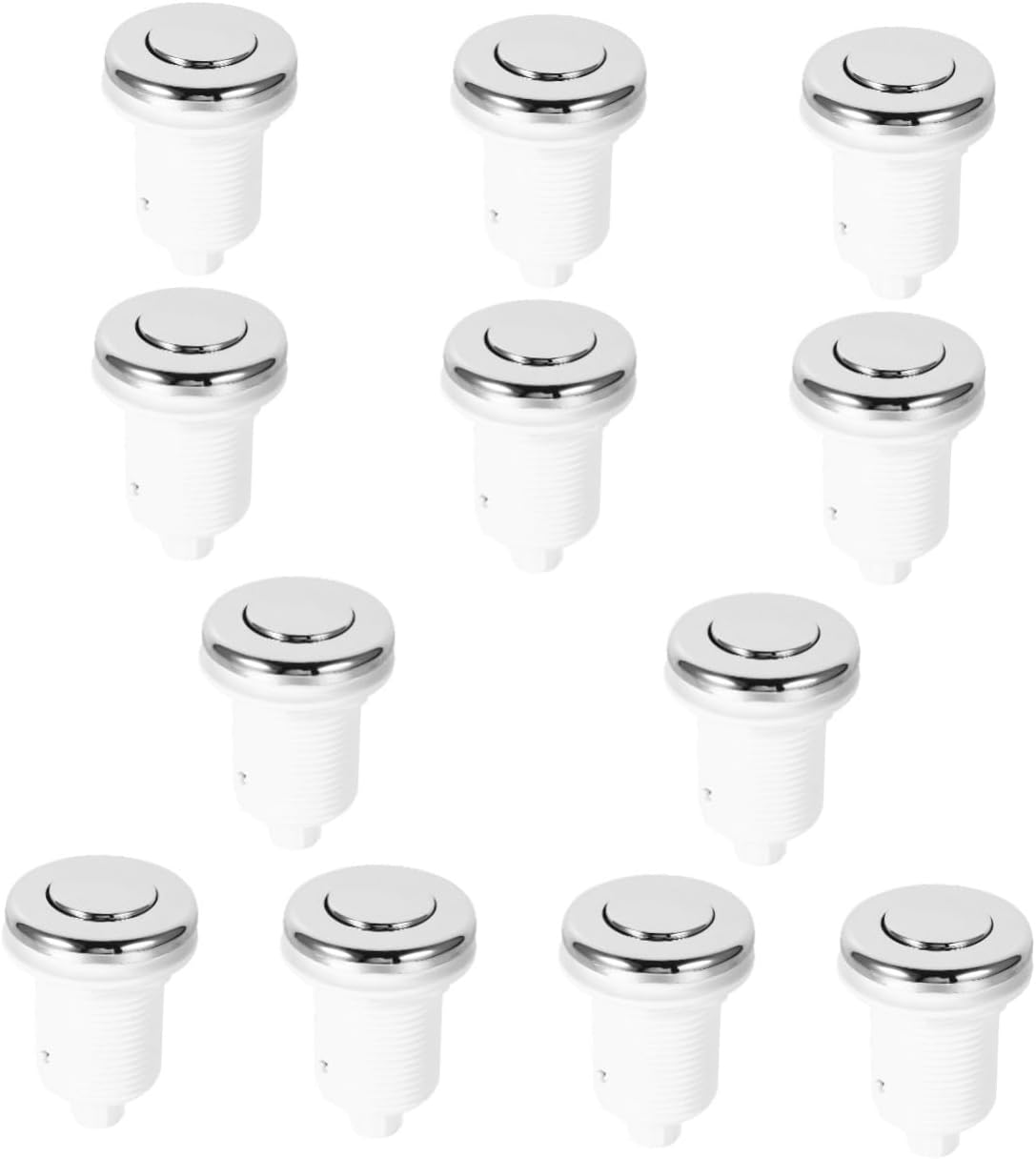 POPETPOP 12pcs Air Pressure Button for Garbage Disposer and Massage Bathtub Push Start Button No Air Leakage Simple and Design Silver Color