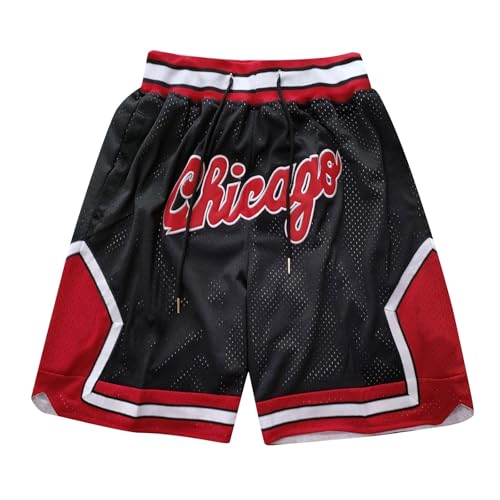 Short Basketball Homme Confortable et Élastique - Short de Sport D'entraînement avec Poche pour Fans de Basket-Ball 01-Noir XXL