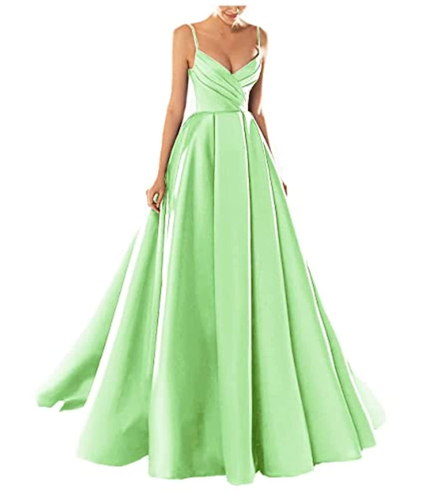 yhfshop Formal Long Evening Party Dress,Sexy V-Neck Spaghetti Strap Satin Evening Dress,Grape Purple,US8,Gowns Evening Bridesmaid Dresses — view 27