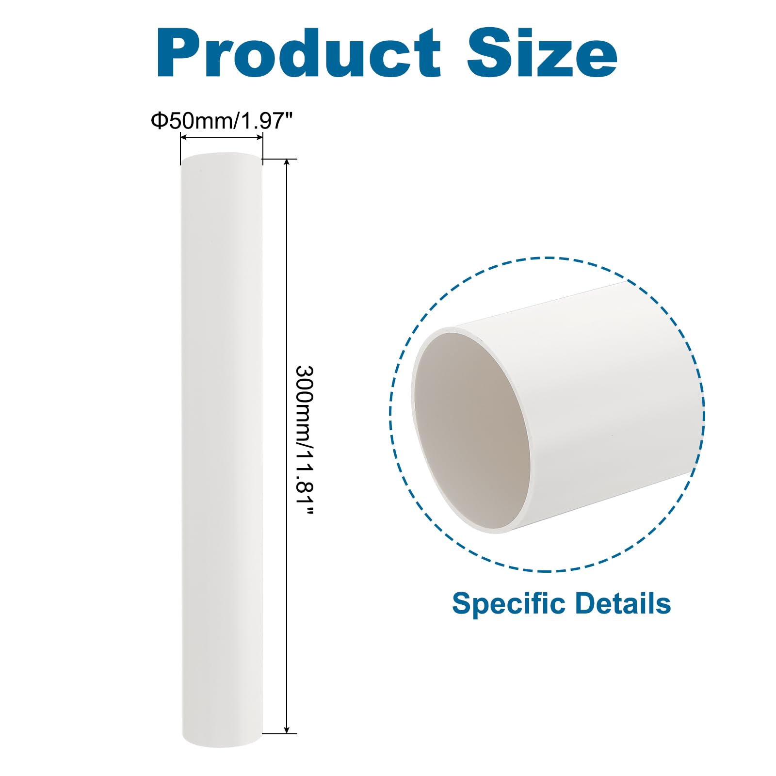 PATIKIL 2 Inch Round Plastic Duct Pipe Connector 12 Inch Long Duct Exhaust HVAC Ventilation Tube Ducting Extension for Dryer Vent Connection Extraction Heating Cooling Pipe Lines - Image 2