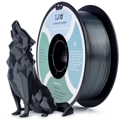 Image of ZIRO Glitter PLA Filament 1.75mm, 3D Printer Filament Subtle Sparkle PLA, Mystical Series 2.2lbs Spool, Fit Most FDM 3D Printers, Midnight Silver